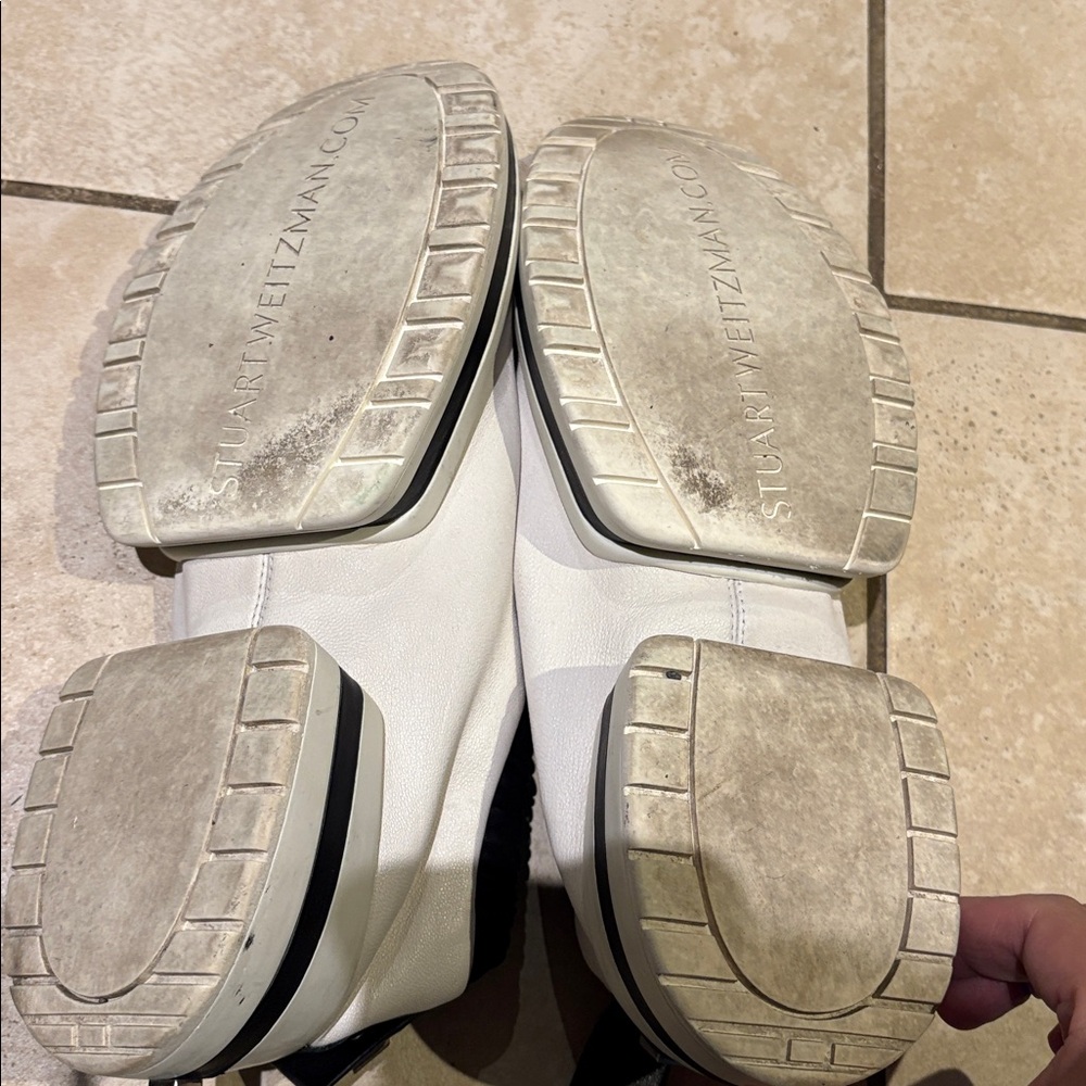Stuart Weitzman White and Black Slip-On Shoes - Picture 2 of 5